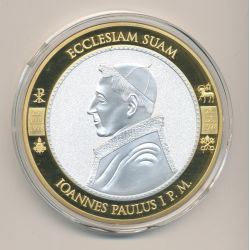 Médaille - Jean Paul I - Revers blasons Vatican en couleur - cuivre doré et argenté - 70mm