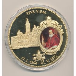 Médaille - Pape Pi V - cuivre doré et colorisé - 70mm