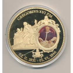 Médaille - Pape Gregoire XVI - cuivre doré et colorisé - 70mm