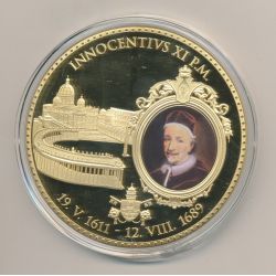 Médaille - Pape Innocentius XI - cuivre doré et colorisé - 70mm