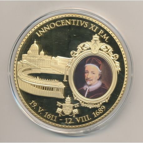 Médaille - Pape Innocentius XI - cuivre doré et colorisé - 70mm