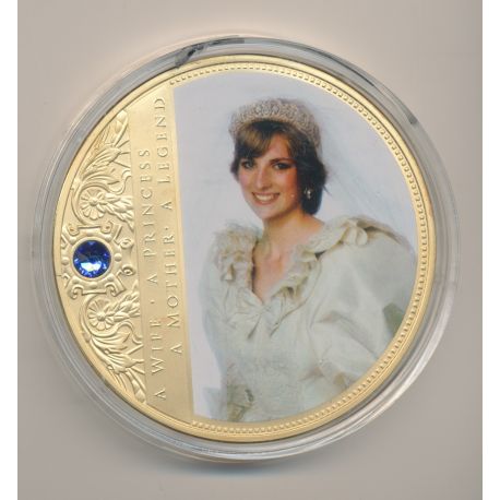 Médaille 70mm - Collection Lady Diana N°3 - portrait d'une princesse - avec insert Swarovski