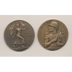 Médaille - Lot 2 Médailles - 4e Siège 1945 La Rochelle - Résistance et Libération - bronze - 50mm - WWII
