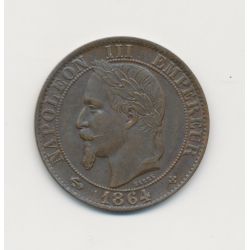 5 Centimes - 1864 BB Strasbourg - Napoléon III Tête laurée - SUP
