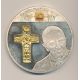 Médaille - Pape François avec croix - couleur - 70mm
