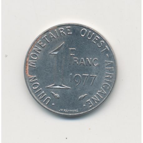 Union monétaire Ouest Africain - 1 Franc - 1977 - acier inox - TTB+