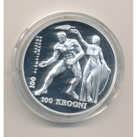 Estonie - 100 Krooni 1996 - Centenaire Jeux Olympique - argent