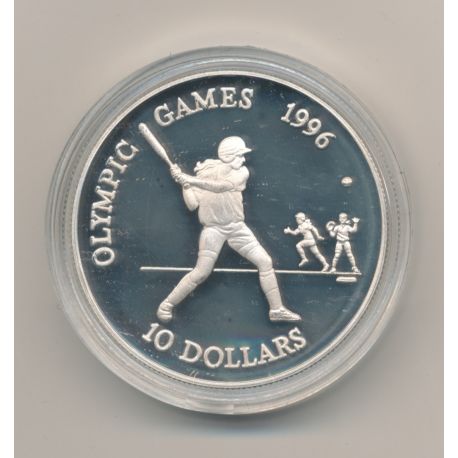 Belize - 10 Dollars 1996 - Baseball - Olympic game 1996 - argent BE