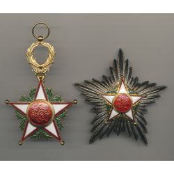 Maroc - Ordre ouissam alaouite - Ensemble Grand croix - 3e type - Plaque + Bijou sans écharpe - bronze argenté doré émail - arth