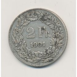 Suisse - 2 Francs - 1901 B Berne - argent - TB/TB+