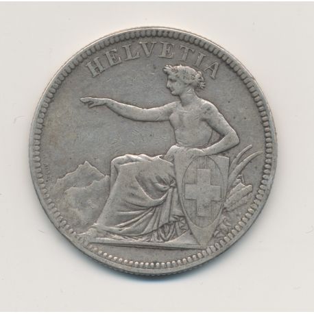 Suisse - 5 Francs - 1874 B. Bruxelles - argent - TB/TTB