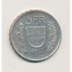 Suisse - 5 Francs 1932 B - argent - TTB+