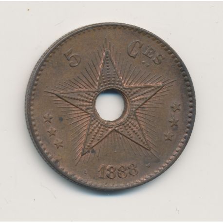 Congo Belge - 5 Centimes 1888 - bronze - SUP+ 