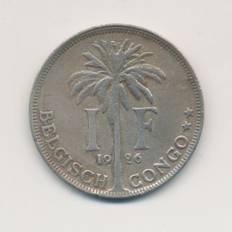 Congo Belge - 1 Franc 1926 - cupronickel - TTB 