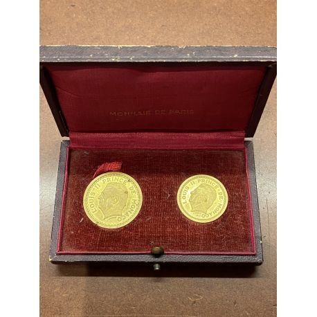Monaco - Coffret 1 et 2 Francs - Louis II - non daté 1943 - bronze alu - SUP+