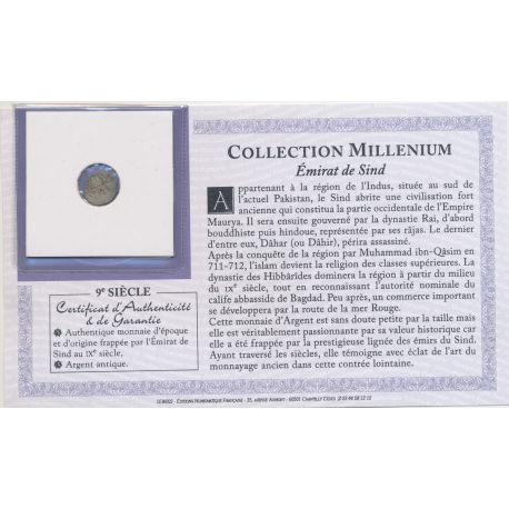Collection Millenium - Monnaie Émirat de Sind - 9e siècle - argent - TB