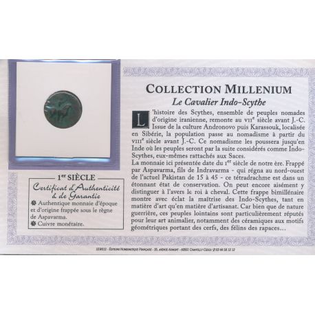 Collection Millenium - Monnaie Cavalier Indo Scythe - cuivre - 1er siècle - TB