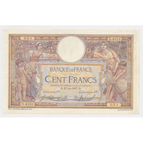100 Francs Luc Olivier Merson - 27.10.1917 - TTB/TTB+