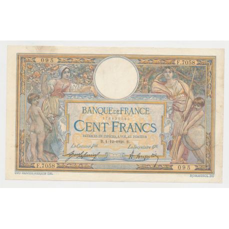100 Francs Luc Olivier Merson - 1.12.1920 - TTB/TTB+