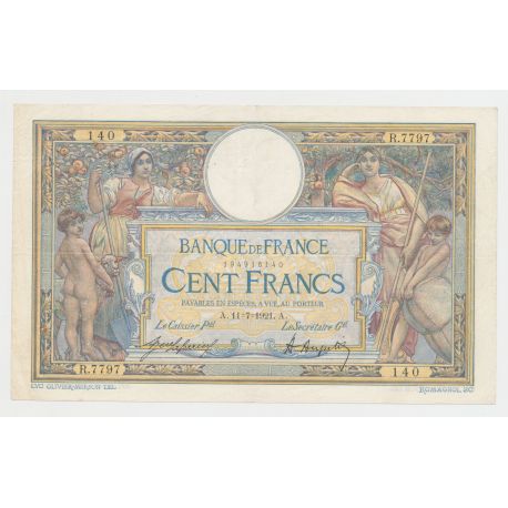 100 Francs Luc Olivier Merson - 11.07.1921 - TTB/TTB+
