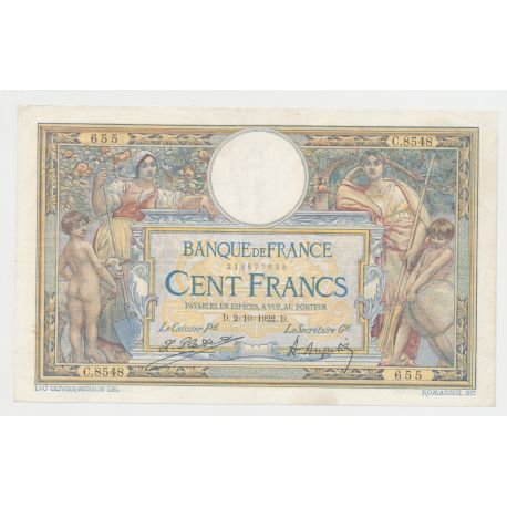 100 Francs Luc Olivier Merson - 2.10.1922 - TTB/TTB+