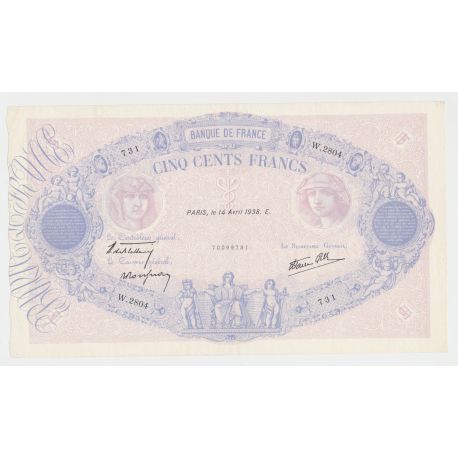 500 Francs Bleu et Rose - 14.4.1938 - 14.4.1938 - W.2804 - TTB+