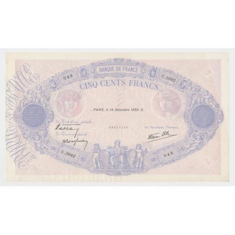 500 Francs Bleu et Rose - 14.12.1939 - U.3862 - TTB+