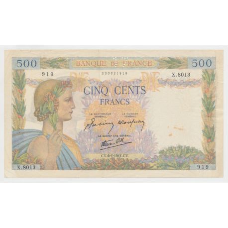 500 Francs La Paix - 6.4.1944 - avec annulation perforé 17 - TTB