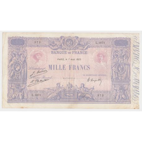 1000 Francs bleu et Rose - 7.8.1923 - L.1671 - TTB