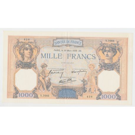 1000 Francs Cérès et mercure - 30.3.1939 - Y.7005 - TTB+