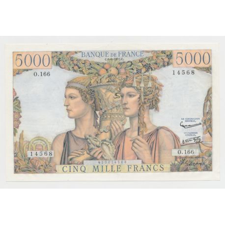 5000 Francs Terre et Mer - 6.6.1957 - O.166 - SUP+