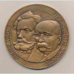 Médaille - Jules Verne et Georges Clémenceau - Association amicale des anciens élèves des lycées de Nantes - bronze - 80mm - SUP