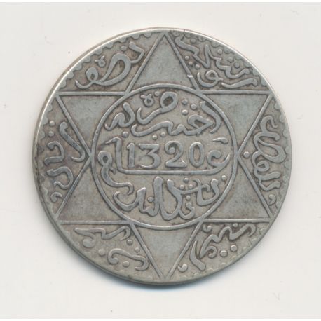Maroc - 5 Dirhams - 1320/1903 Londres - argent - TTB