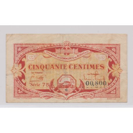 Dept 33 - 50 Centimes 1920 - série 75 - TB+