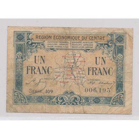 1 Franc 1918 - Région économique du Centre - série 109 - TB