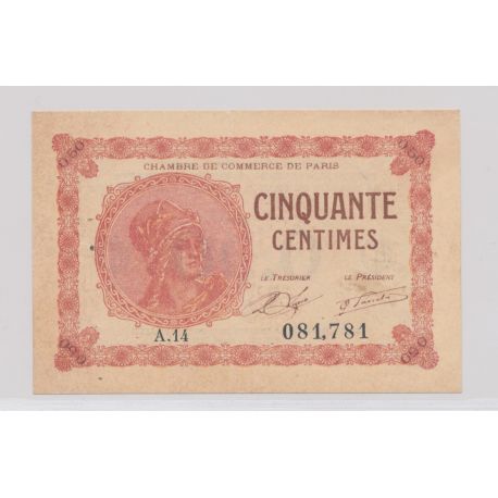 Dept75 - 50 Centimes 1920 - Paris - TTB