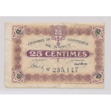 Dept54 - 25 Centimes 1918 - Nancy - TB