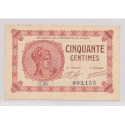 Dept75 - 50 Centimes 1920 - Paris - G.26 - TTB+