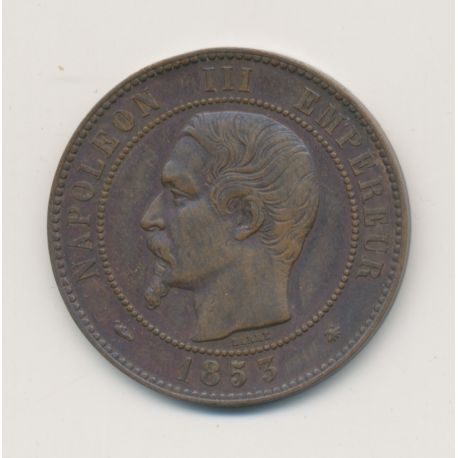 10 Centimes - 1853 BB Strasbourg - Napoléon III Tête nue - bronze - TTB+