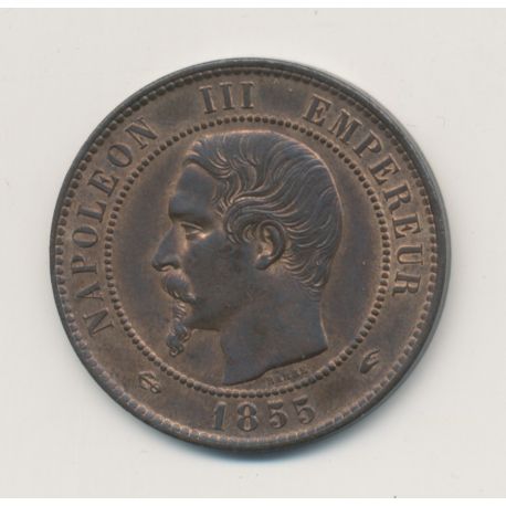 10 Centimes - 1855 A paris - Napoléon III Tête nue - bronze - main/ancre - SPL