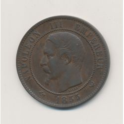 10 Centimes - 1855 W Lille - Napoléon III Tête nue - bronze - ancre/lampe - TTB