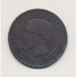 10 Centimes - 1857 W Lille - Napoléon III Tête nue - bronze - B