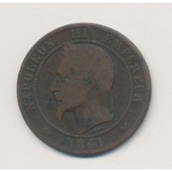 10 Centimes - 1861 K Bordeaux - Napoléon III Tête laurée - bronze - B/TB