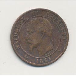 10 Centimes - 1865 A Paris - Napoléon III Tête laurée - bronze - TB
