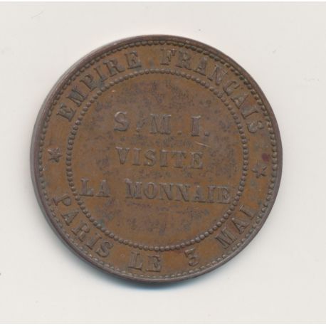 Napoléon III Tête nue - 10 centimes 1854 - SMI visite la monnaie - Paris le 3 mai - bronze - TTB+