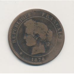 10 Centimes Cérès - 1874 K Bordeaux - bronze - B/TB
