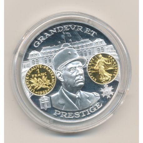 Médaille  - De Gaulle - 1 Franc Semeuse - 2000 ans d'histoire monétaire Français 