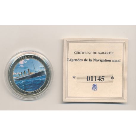 Libéria - 5 Dollars 2006 - Titanic - maillechort avec autocollants - 35mm - FDC