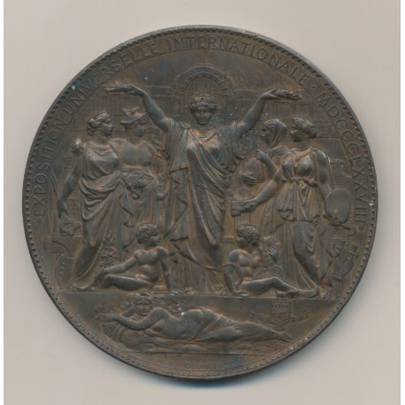 Médaille - Exposition universelle - Paris 1878 - cuivre - 87mm - Oudiné - TTB+