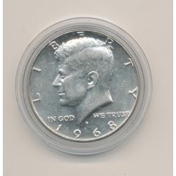Etats-Unis - 1/2 Dollar 1968 D - Kennedy - argent - SPL+